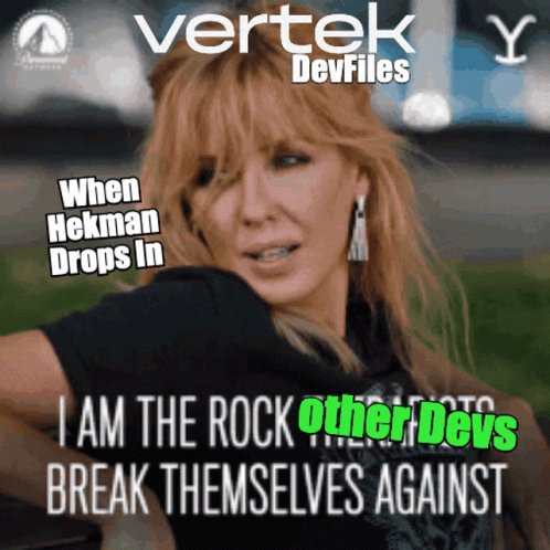 A Poster For Vertek Devfiles Shows A Woman GIF