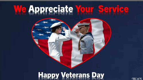 A Poster For Veterans Day With Two Soldiers Saluting Each Other GIF