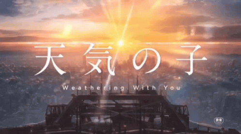 A Poster For Weathering With You Shows A Sunset Over A City GIF
