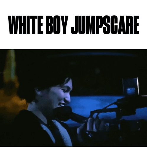 A Poster For White Boy Jumpscare Shows A Man Talking Into A Phone GIF