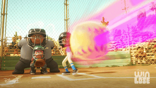 a poster for win lose shows a baseball player and umpire
