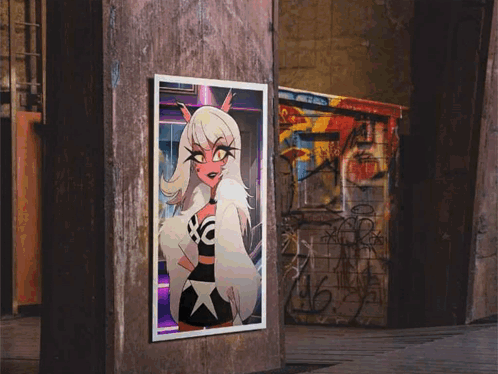 A Poster Of A Cartoon Character With The Number 46 On The Wall GIF