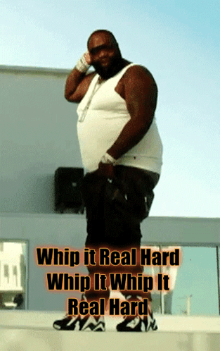 A Poster Of A Fat Man Says Whip It Real Hard Whip It Whip It Real Hard GIF