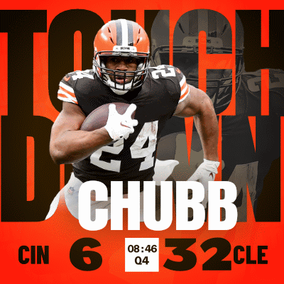 A Poster Of A Football Player With The Name Chubb On It GIF