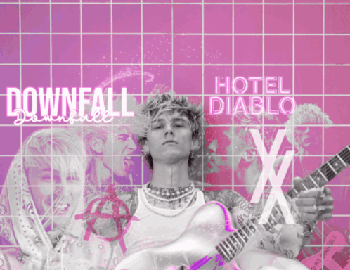 a poster of a man playing a guitar with the words hotel diablo x