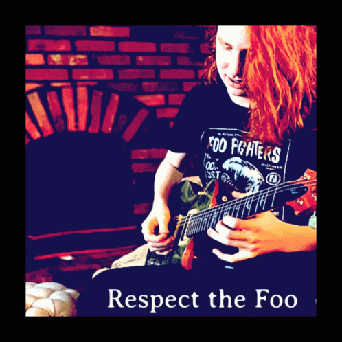 A Poster Of A Man Playing A Guitar With The Words Respect The Foo Below Him GIF