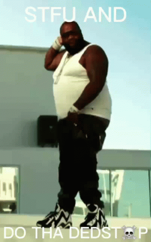 A Poster Of A Man With The Words Stfu And Do Tha Dedstop GIF