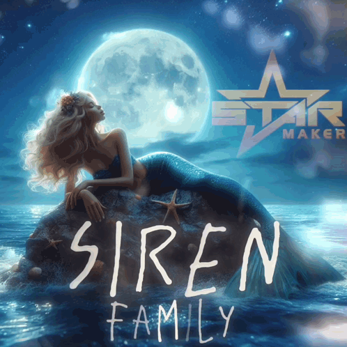A Poster Of A Mermaid Sitting On A Rock With The Words Siren Family GIF
