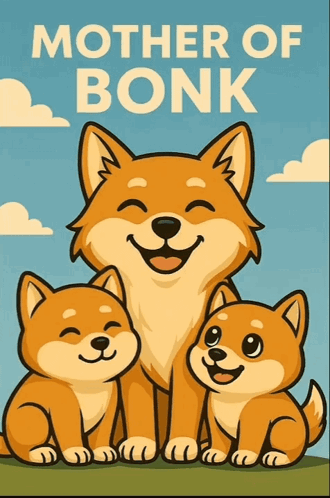 A Poster Of A Mother Of Bonk With Two Puppies GIF