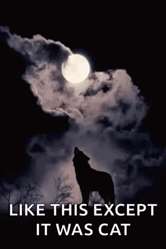 A Poster Of A Wolf Howling At The Full Moon GIF