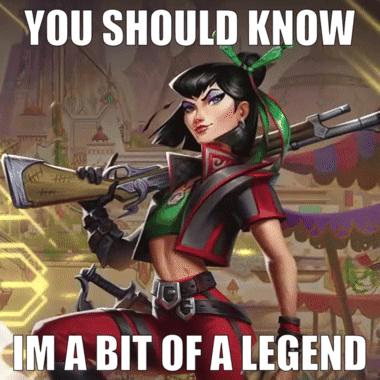 A Poster Of A Woman Holding A Gun That Says You Should Know Im A Bit Of A Legend GIF