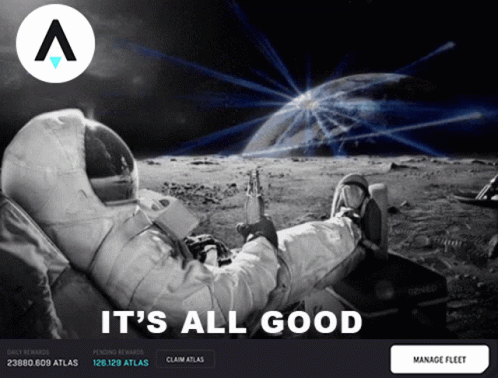 A Poster Of An Astronaut Laying On The Moon With The Words It 'S All Good GIF