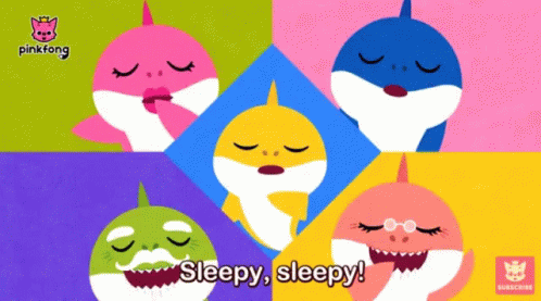 A Poster Of Baby Sharks With The Words Sleepy Sleepy On It GIF