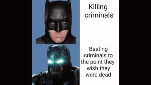A Poster Of Batman Killing Criminals And Beating Criminals At The Point They Wish They Were Dead GIF