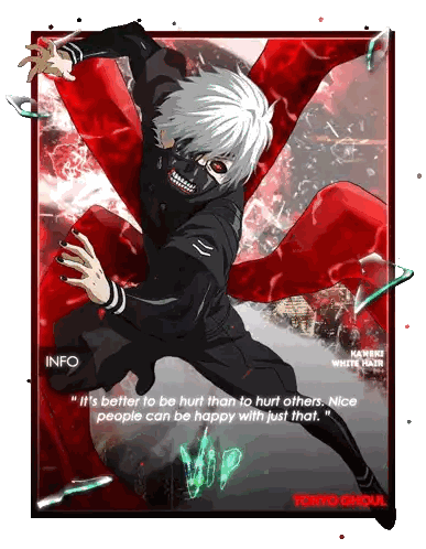 a poster of kaneki from tokyo ghoul with a quote from him