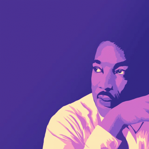 A Poster Of Martin Luther King Jr. With The Words Our Lives Begin To GIF