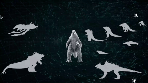 A Poster Showing Different Types Of Monsters With The Word Gojicenter In The Upper Left Corner GIF