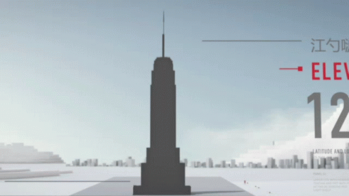 A Poster Showing The Elevation Of The Empire State Building In New York City GIF