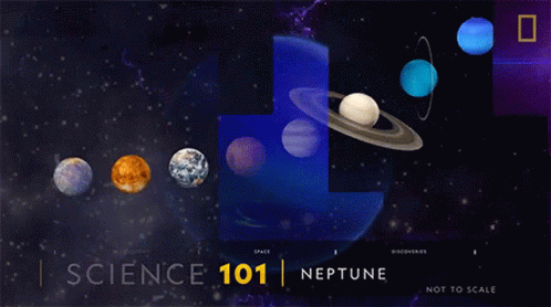 A Poster Showing The Planets Of The Solar System And The Planet Neptune GIF