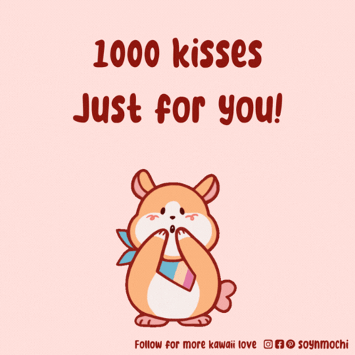 1000 Kisses Poster With Hamster Hearts GIF