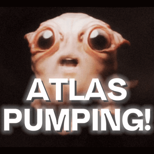 Atlas Pumping Poster In White Letters GIF
