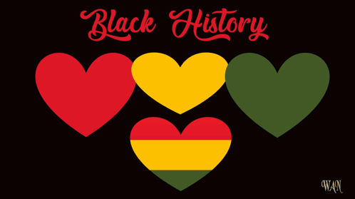 A Poster That Says Black History With Three Hearts GIF