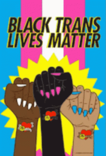A Poster That Says Black Trans Lives Matter With A Fist GIF