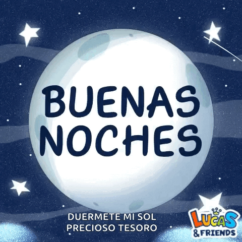 A Poster That Says Buenas Noches With A Moon And Stars GIF