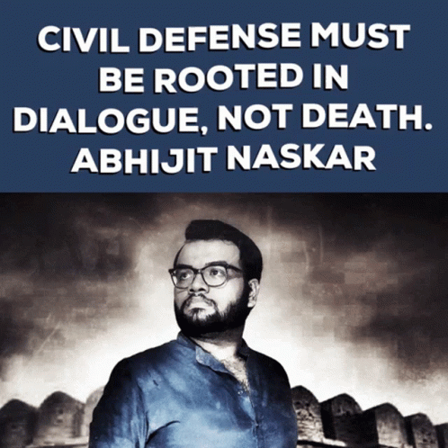 A Poster That Says Civil Defense Must Be Rooted In Dialogue GIF
