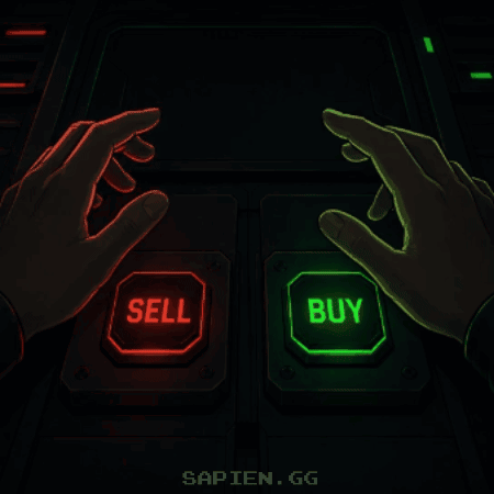 A Poster That Says Decision Made With Two Hands Holding Buttons GIF