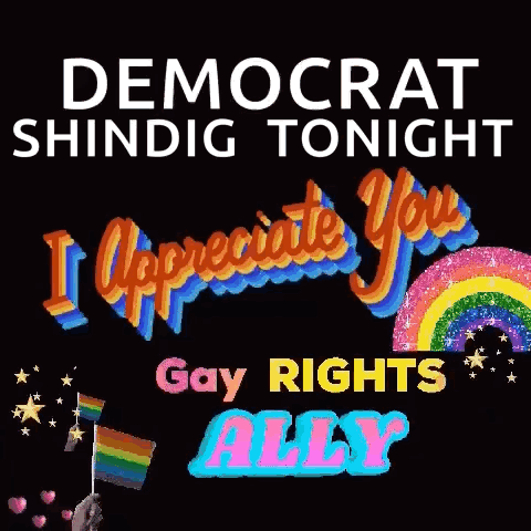 A Poster That Says " Democrat Shinig Tonight " And " I Appreciate You Gay Rights Ally " GIF