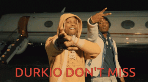 A Poster That Says Durkio Don 'T Miss In Red Letters GIF