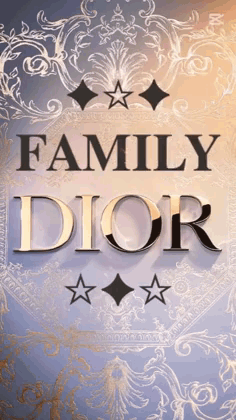 A Poster That Says Family Dior With Diamonds And Stars On It GIF