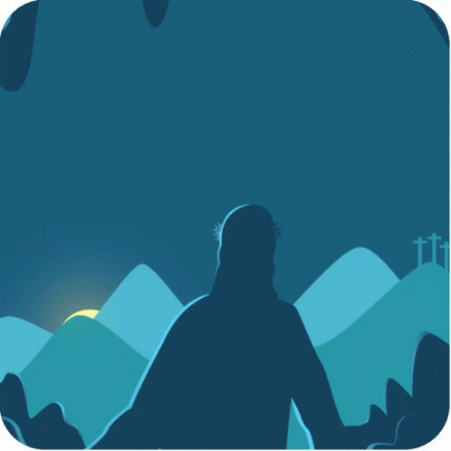 A Poster That Says Feliz Domingo De Pascua With A Silhouette Of Jesus GIF