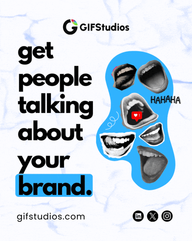 A Poster That Says Get People Talking About Your Brand By Gifstudios GIF