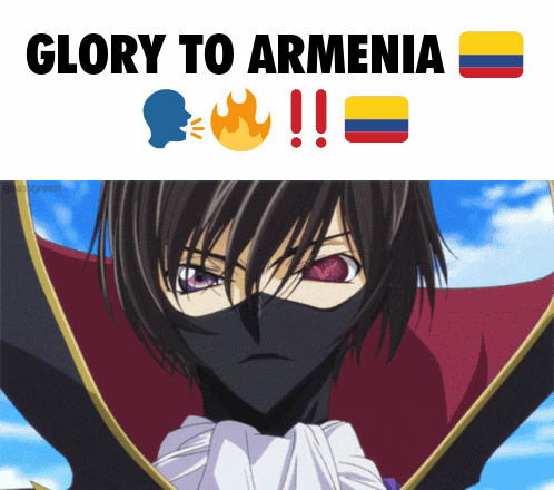 A Poster That Says Glory To Armenia With A Picture Of A Man GIF