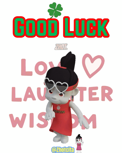 A Poster That Says Good Luck Love Laughter And Wisdom On It GIF