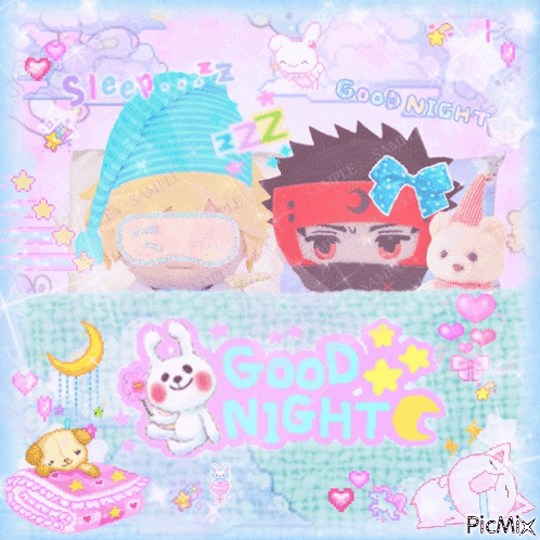 A Poster That Says Good Night On It With A Bunny GIF