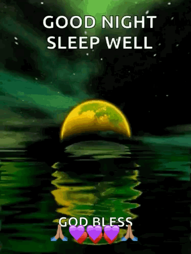 A Poster That Says Good Night Sleep Well With A Full Moon In The Background GIF