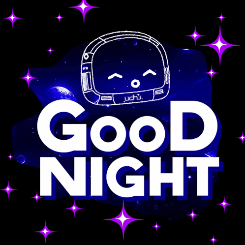 A Poster That Says Good Night With An Astronaut Sleeping GIF
