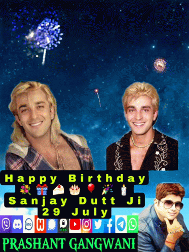 A Poster That Says Happy Birthday Sanjay Dutt Ji GIF