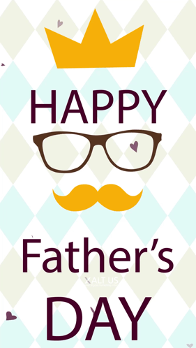 A Poster That Says Happy Father 'S Day With Glasses And A Mustache GIF