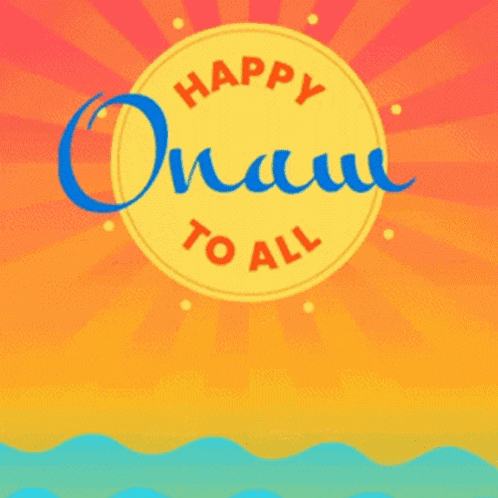 a poster that says happy onam to all with boats in the background