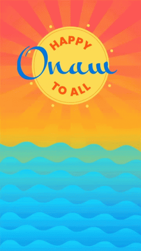 a poster that says happy onam to all with boats in the water