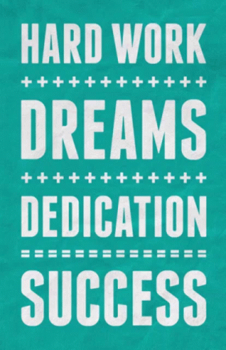A Poster That Says Hard Work Dreams Dedication Success On It GIF