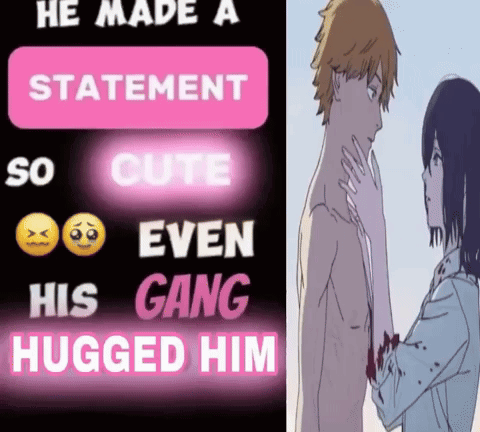 A Poster That Says He Made A Statement So Cute Even His Gang Hugged Him Next To A Picture GIF