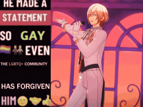 A Poster That Says He Made A Statement So Gay Even And Has Forgiven Him GIF