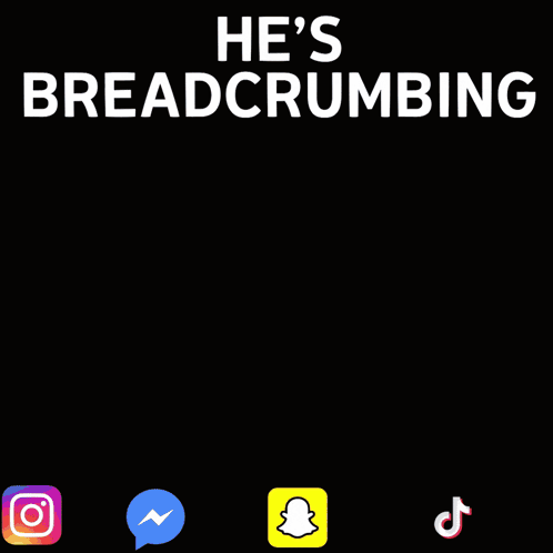 A Poster That Says He 'S Breadcrumbing With A Man In A Brown Coat GIF
