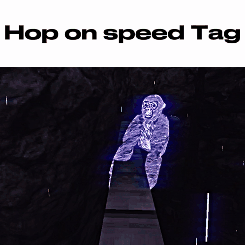 A Poster That Says Hop On Speed Tag With A Purple Object In The Background GIF