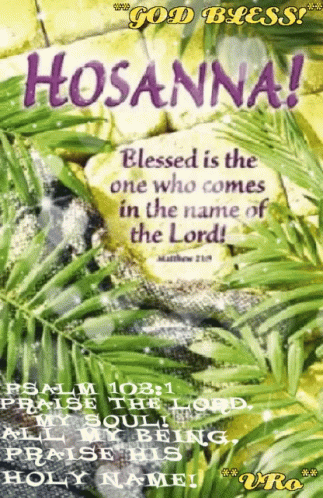 A Poster That Says Hosanna Blessed Is The One Who Comes In The Name Of The Lord ! GIF